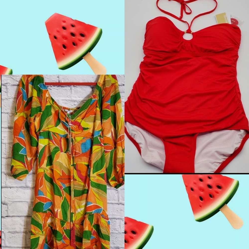 🏊‍♀️ Michael Kors Swimsuit and Blue Island Beach Coverup